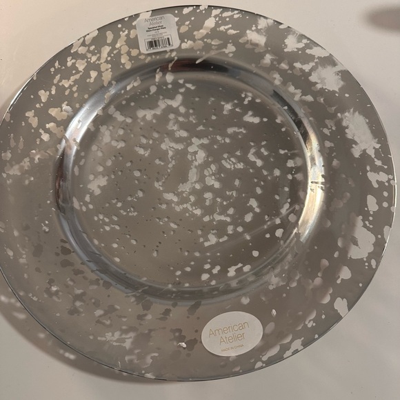 (Set of 2) speckled silver charger plate 13"d - Picture 3 of 4